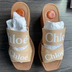 Chloe Logo Woody Wedge Espadrilles